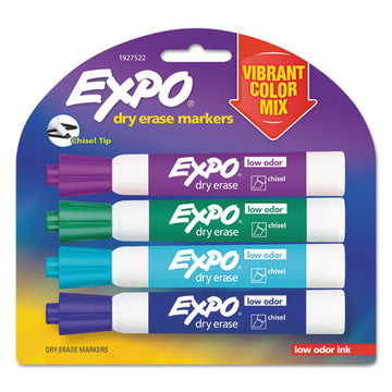 EXPO® Dry Erase Marker, Low Odor Ink, Broad Chisel Tip, Assorted Colors, 4-pack freeshipping - TVN Wholesale